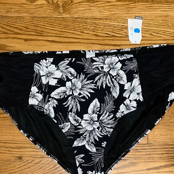 Women's Time And Tru Hawaiian Flora Print High Waist Stretch Bikini Bottoms Plus - Picture 1 of 5